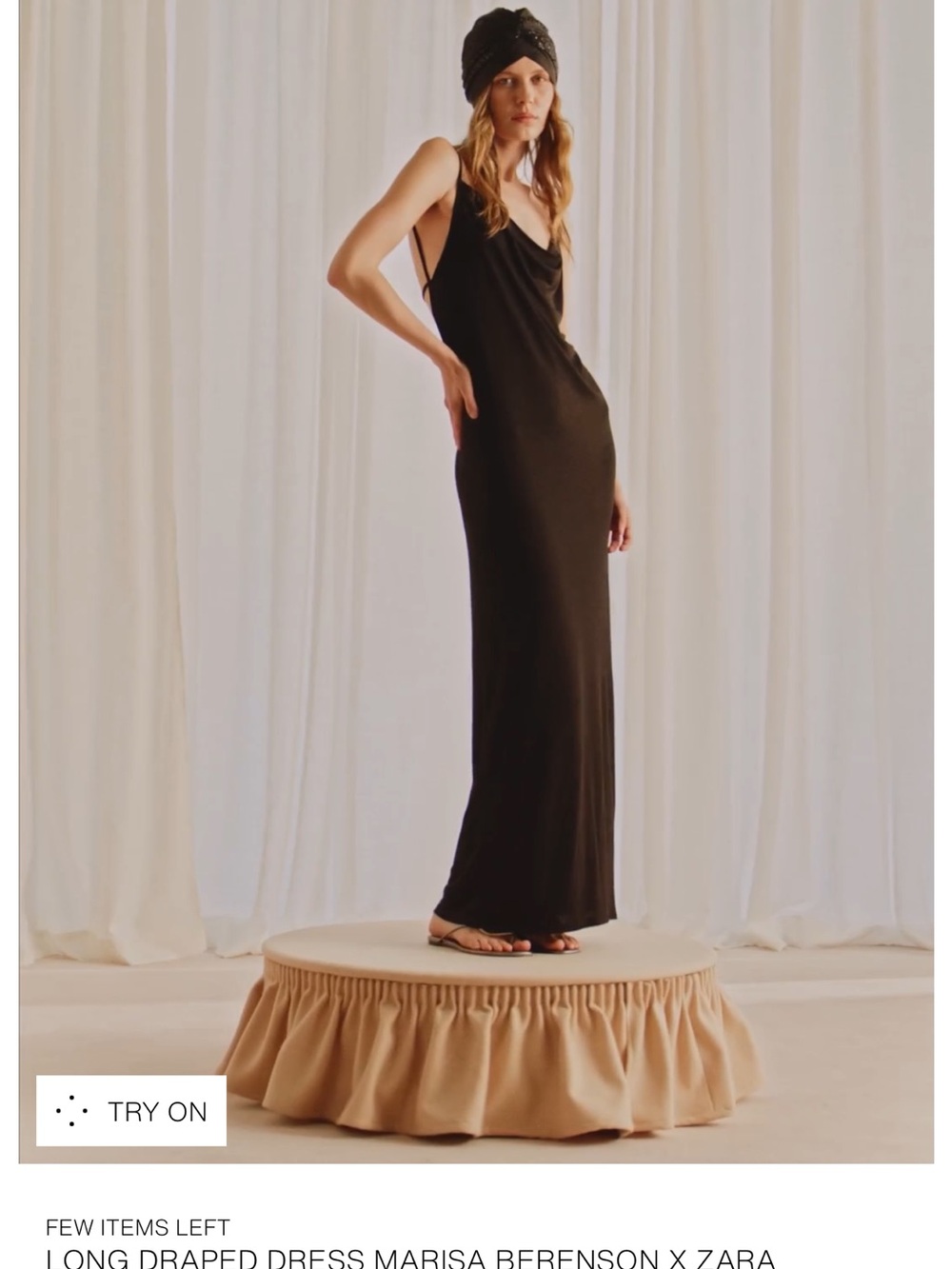 ZARA Black Long Draped Slip Maxi Dress